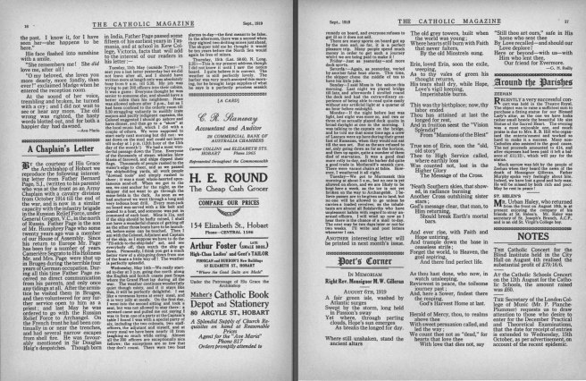 Two pages of Catholic Magazine of Tasmania 1919