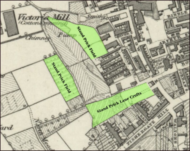 Plan of Stand Prick fields in 1840s Preston