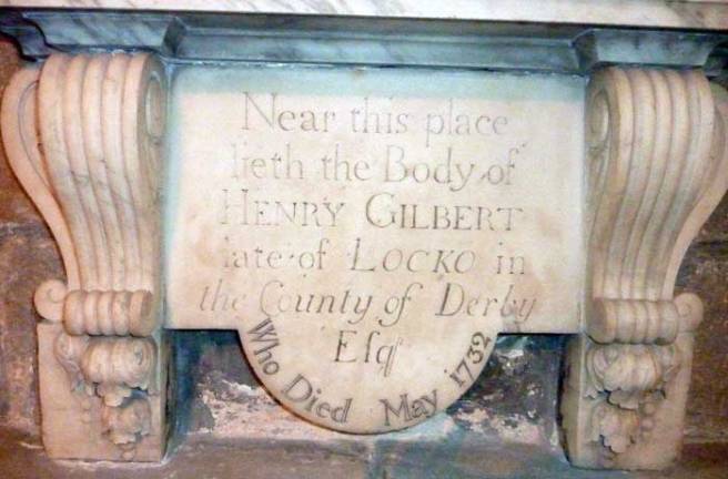 Memorial in Leyland Churchto Henry Gilbert of Locko