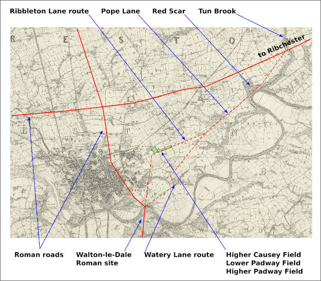 Preston Roman roads map